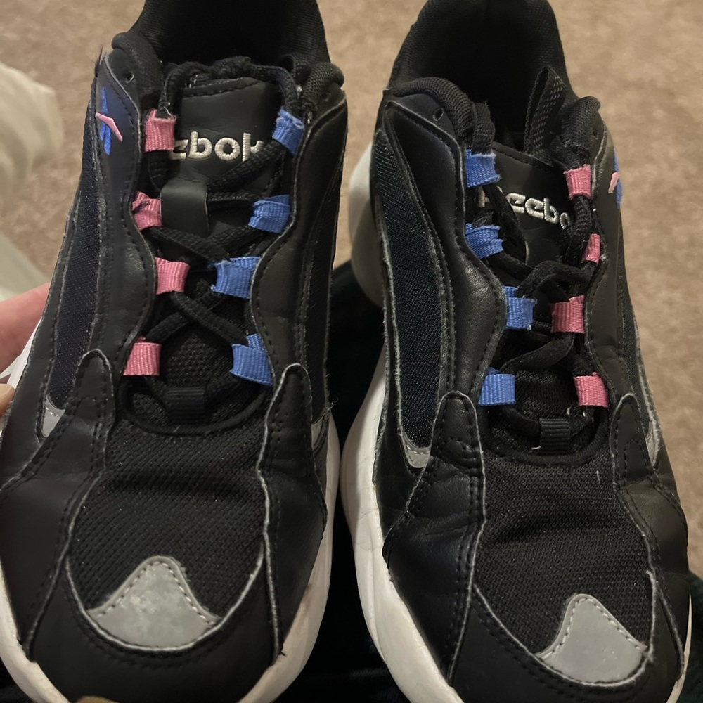 Reebok Black Sneakers with Pink and Blue Accents